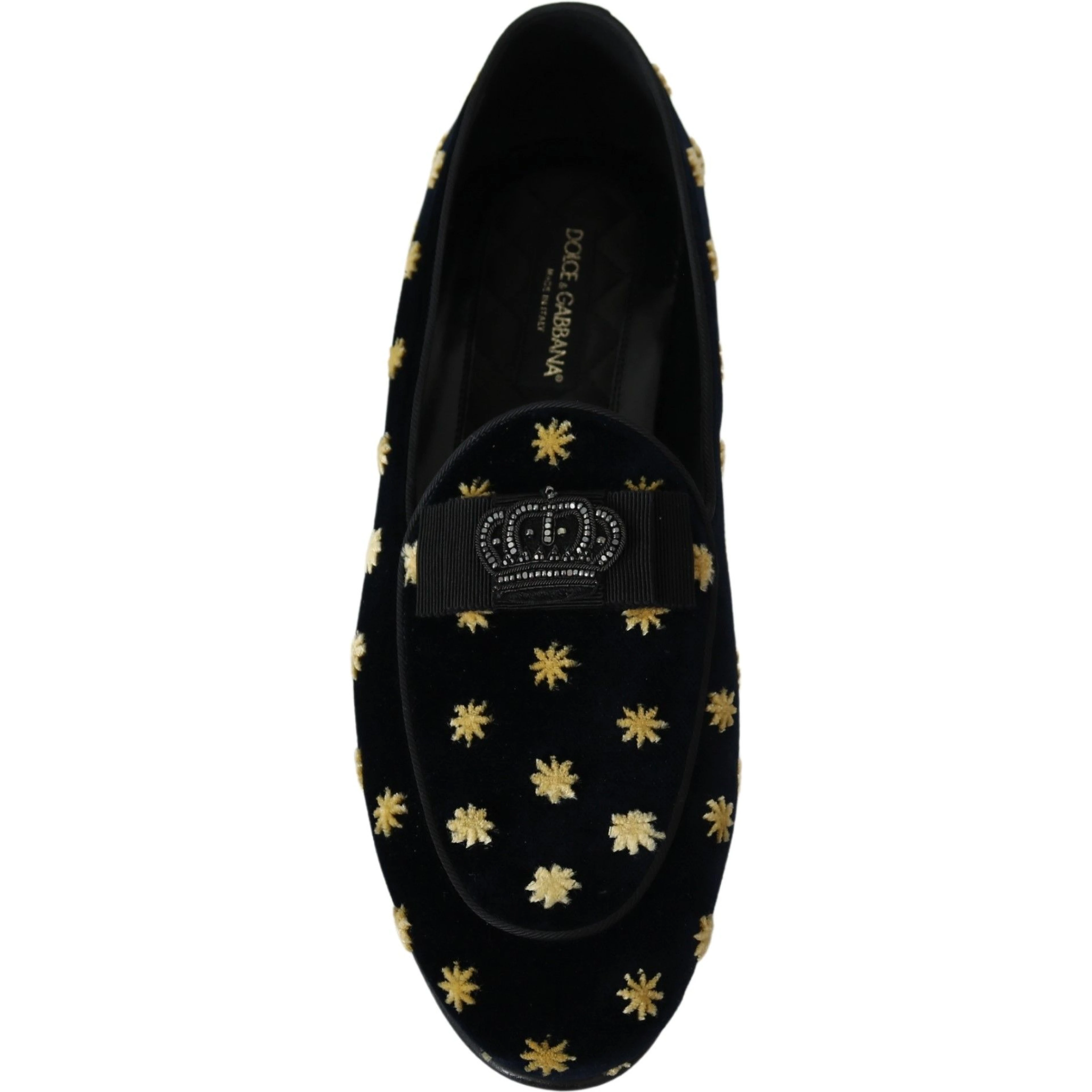 Blue Velvet Crown Slippers Loafers Shoes