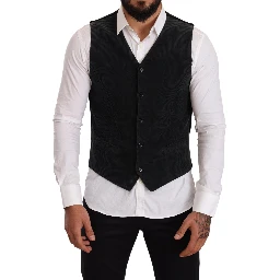 Black Cotton Single Breasted Waistcoat