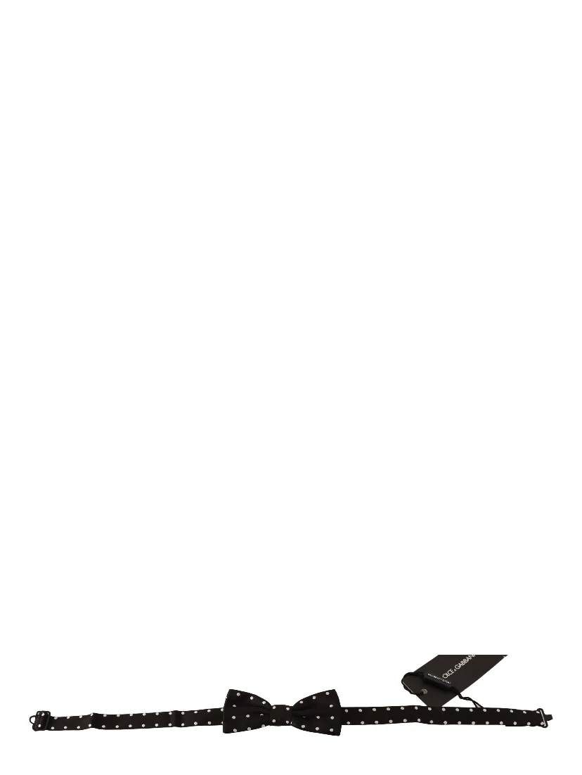 Black White Polka Dot Silk Adjustable Neck Papillon Bow Tie