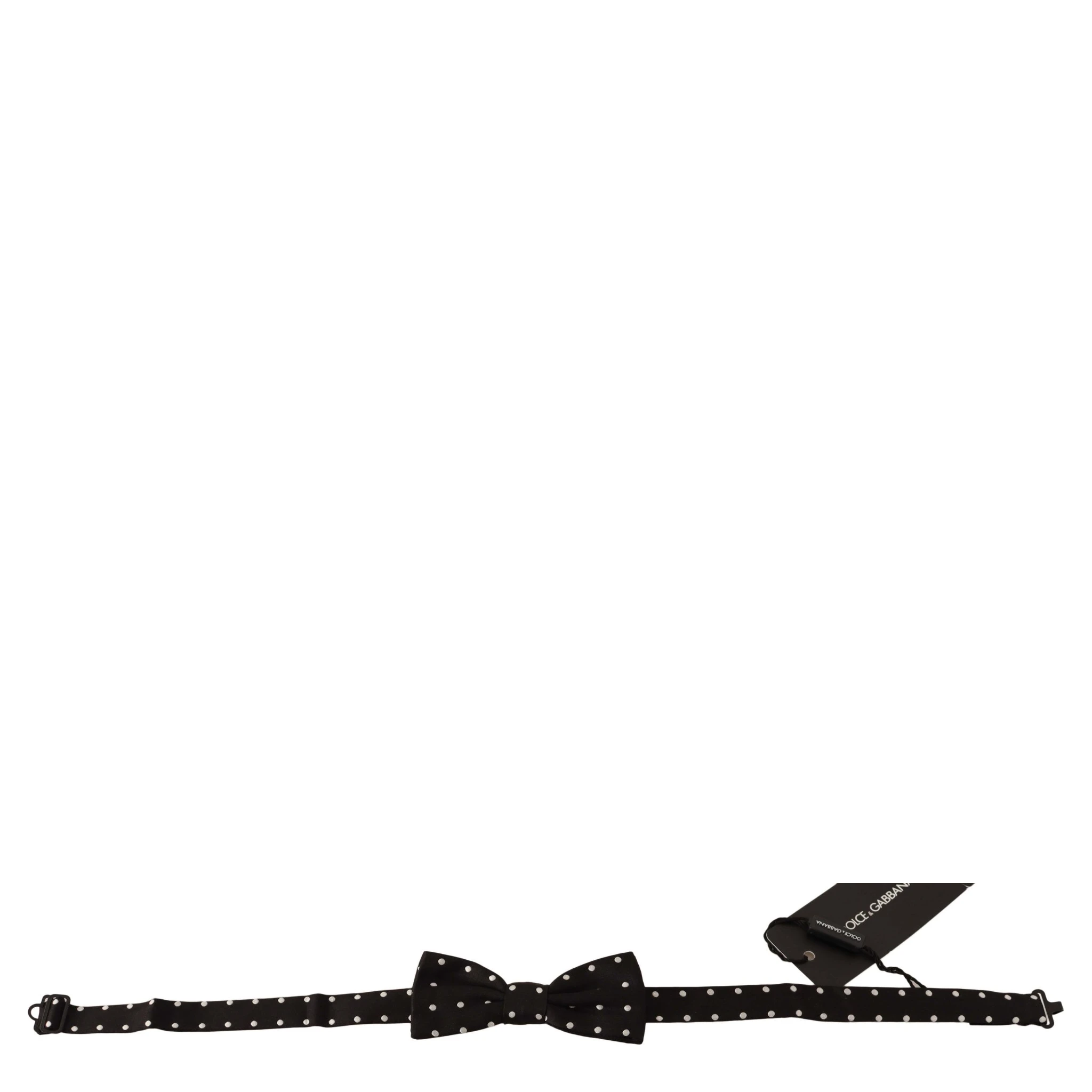 Black White Polka Dot Silk Adjustable Neck Papillon Bow Tie
