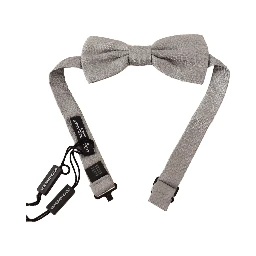 Silver Gray 100% Silk Adjustable Neck Papillon Bow Tie