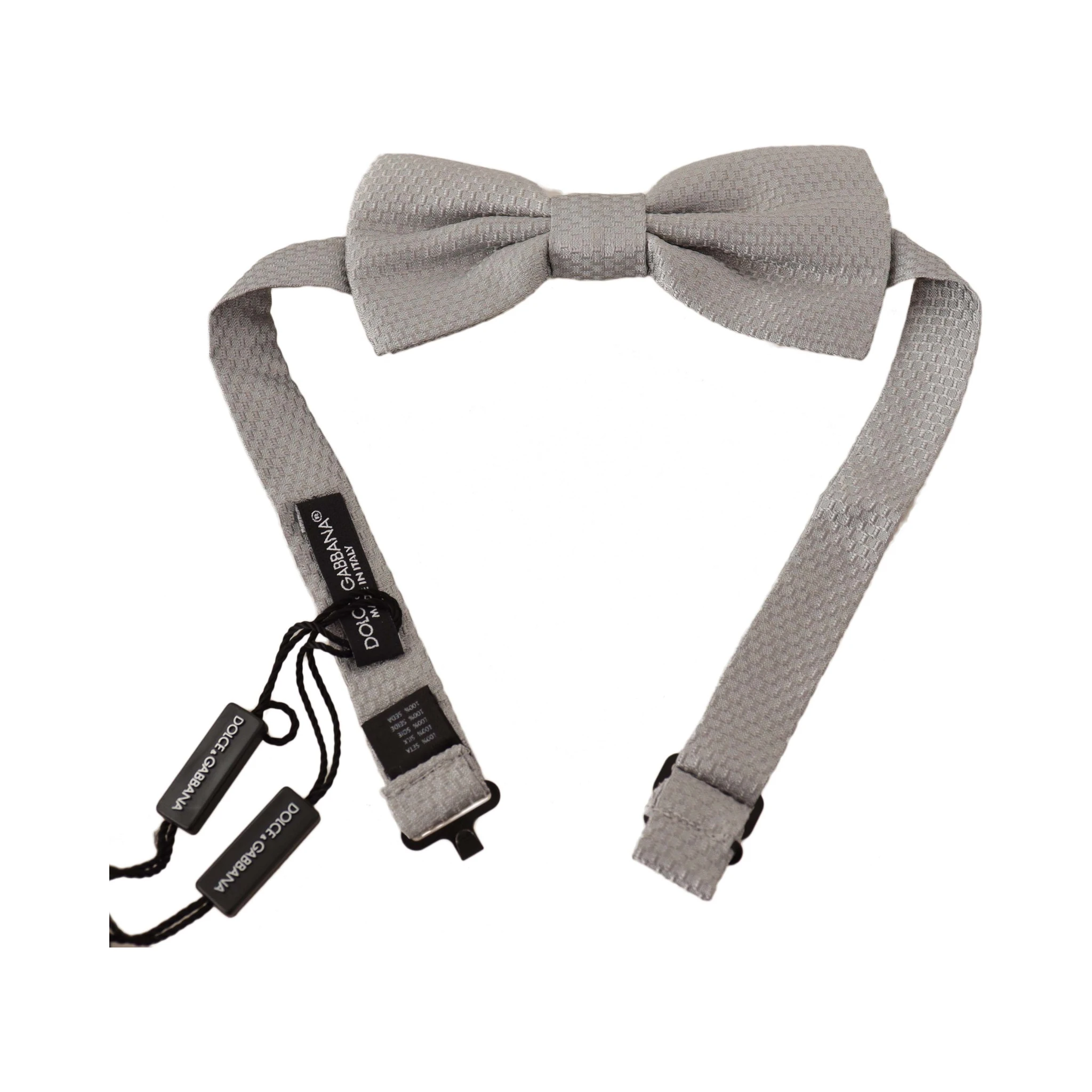 Silver Gray 100% Silk Adjustable Neck Papillon Bow Tie