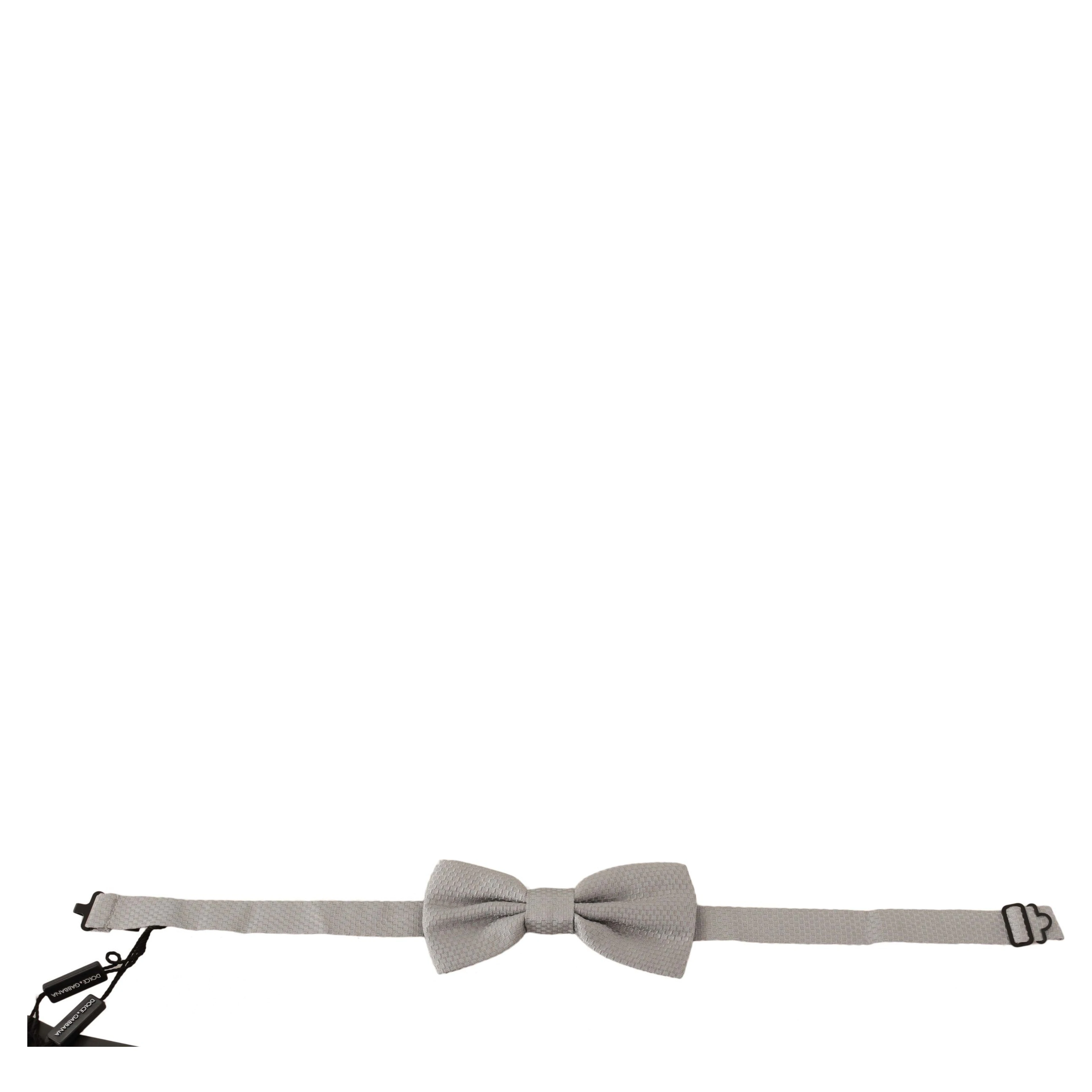 Silver Gray 100% Silk Adjustable Neck Papillon Bow Tie
