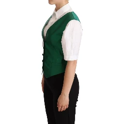 Green Silk Satin Sleeveless Waistcoat Vest