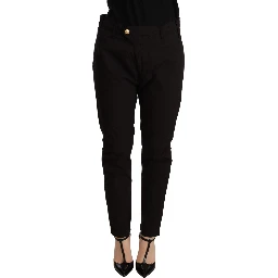 Black Mid Waist BAGGY Fit Skinny Trouser
