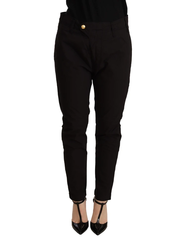 Black Mid Waist BAGGY Fit Skinny Trouser