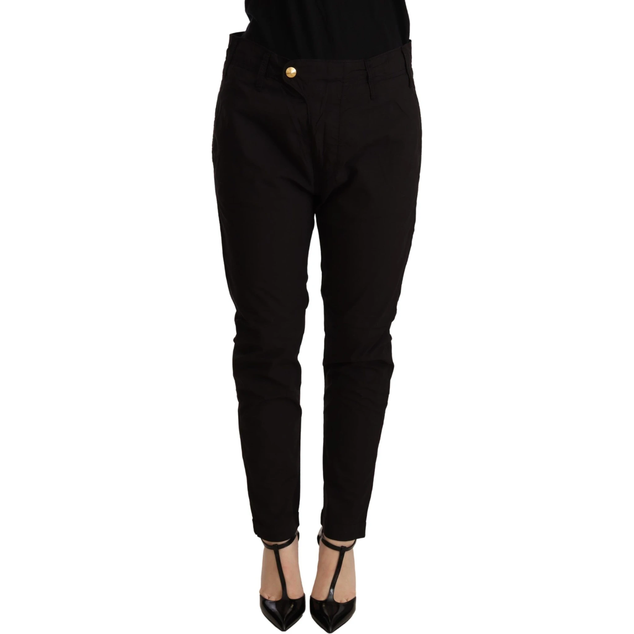 Black Mid Waist BAGGY Fit Skinny Trouser