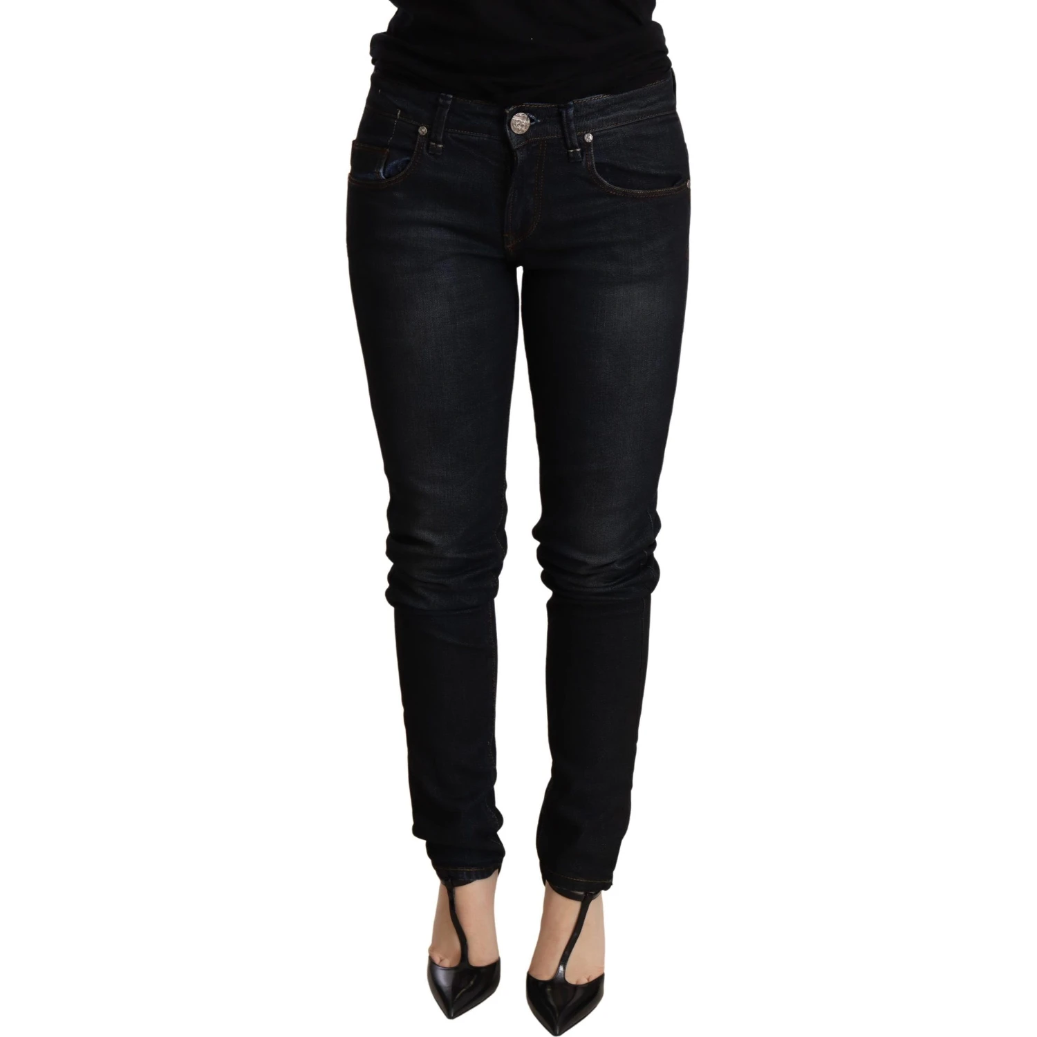 Blue Washed Low Waist Skinny Denim Trouser