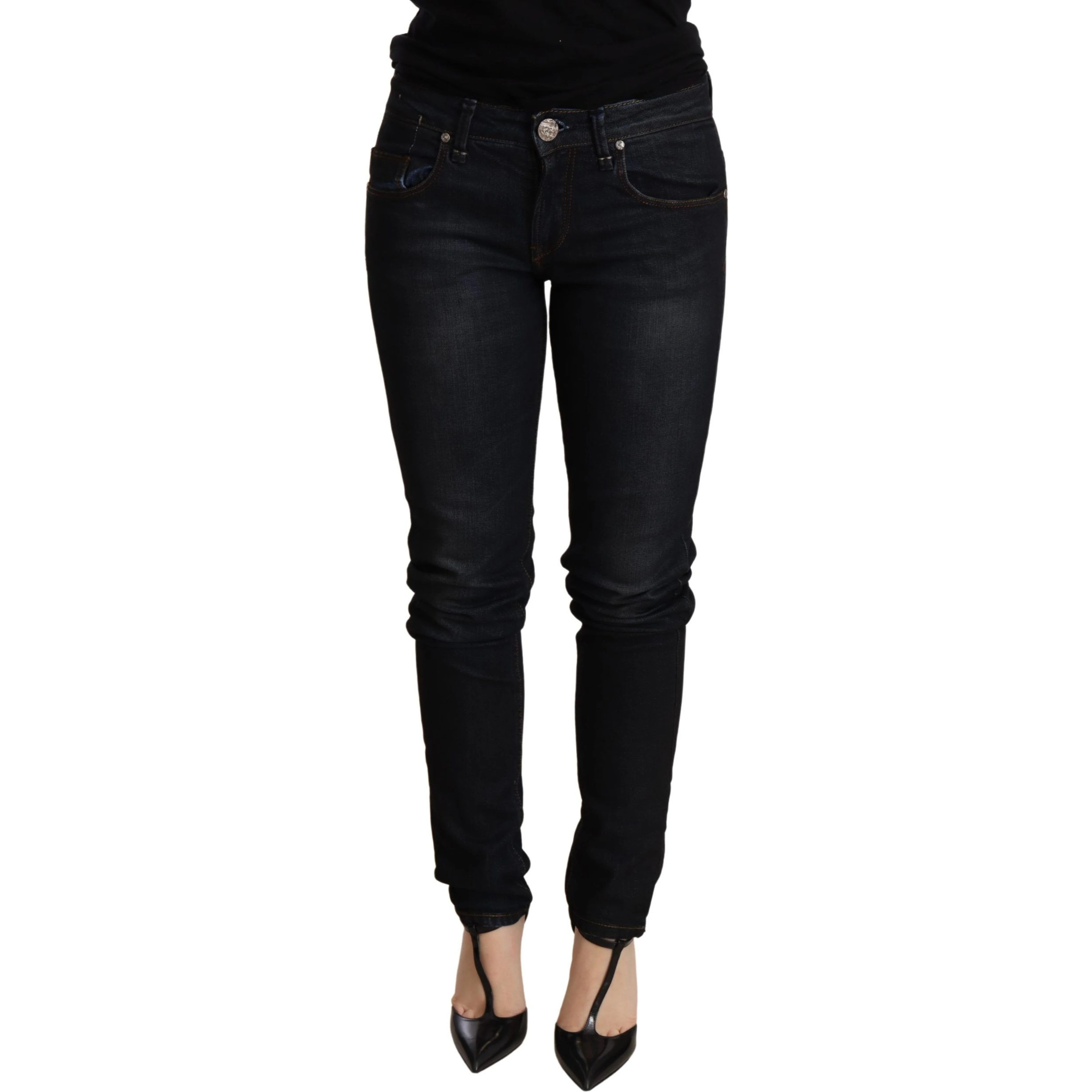 Blue Washed Low Waist Skinny Denim Trouser