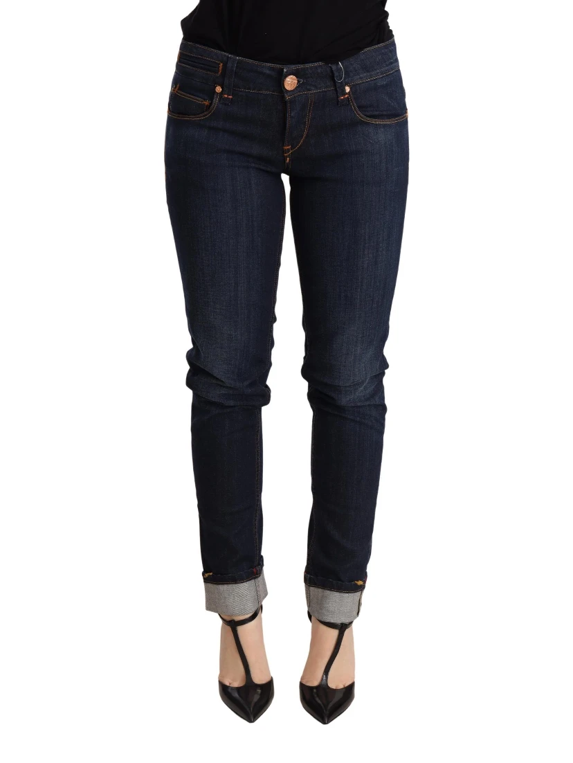 Blue Washed Low Waist Skinny Denim Trouser