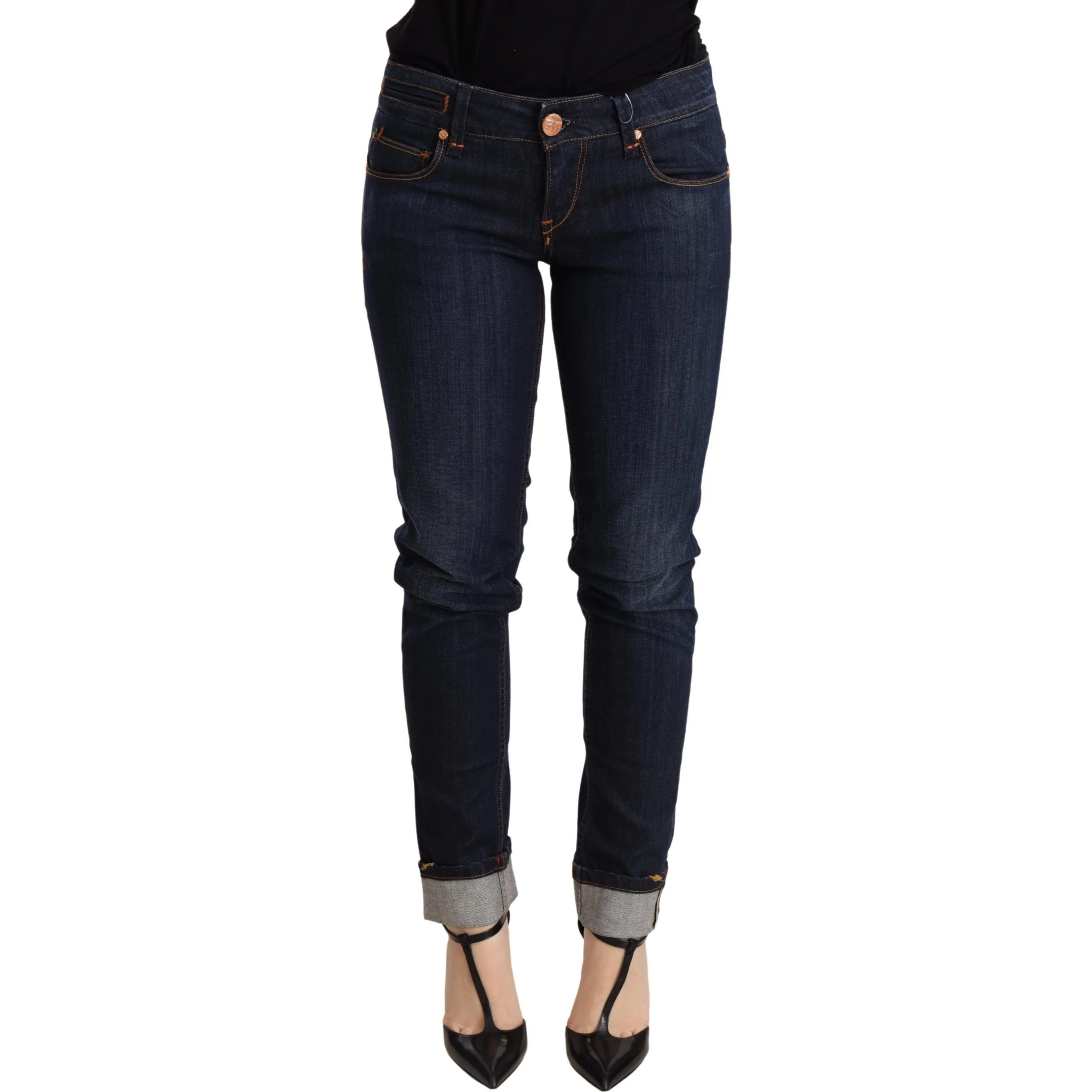 Blue Washed Low Waist Skinny Denim Trouser