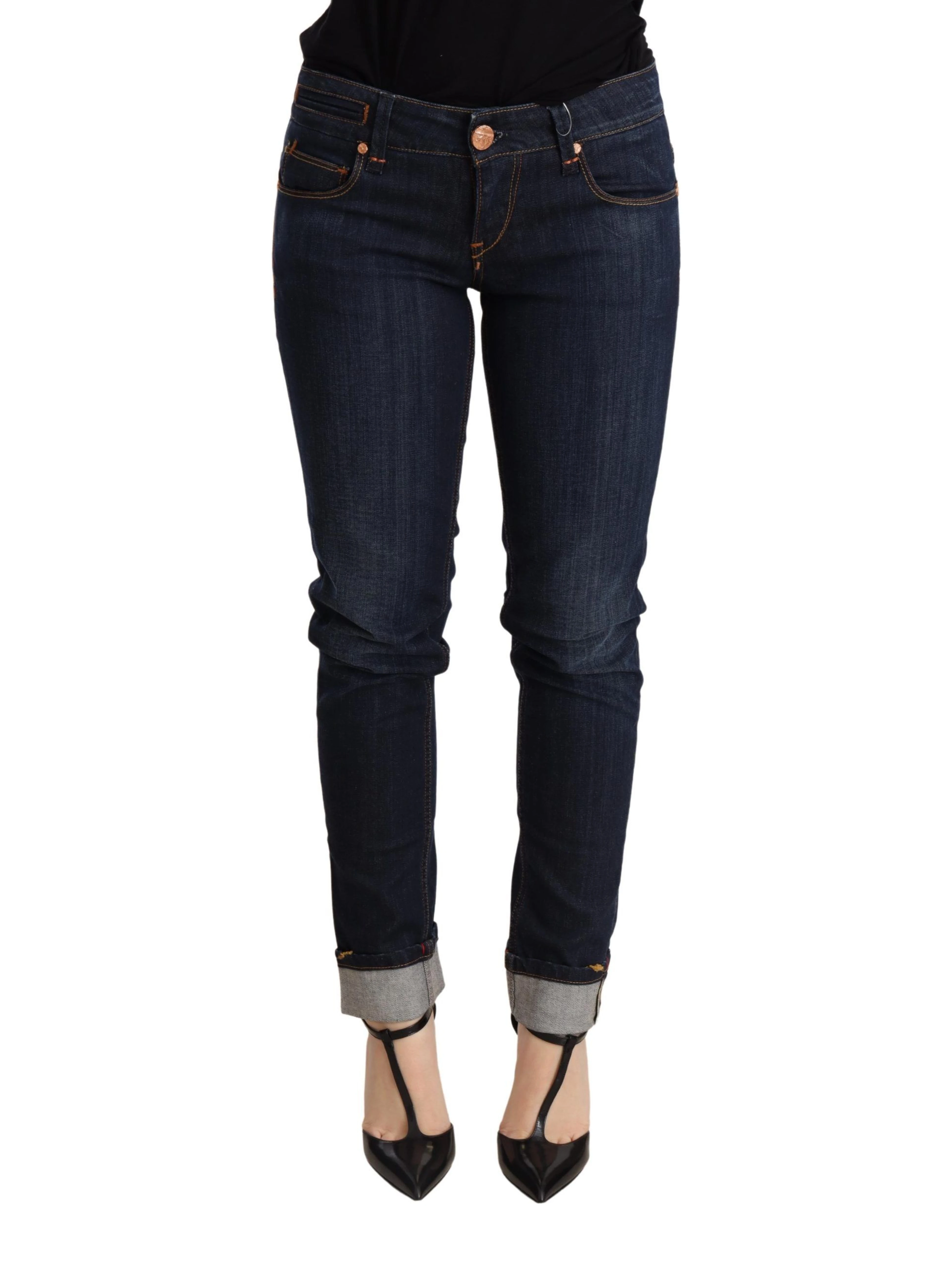 Blue Washed Low Waist Skinny Denim Trouser