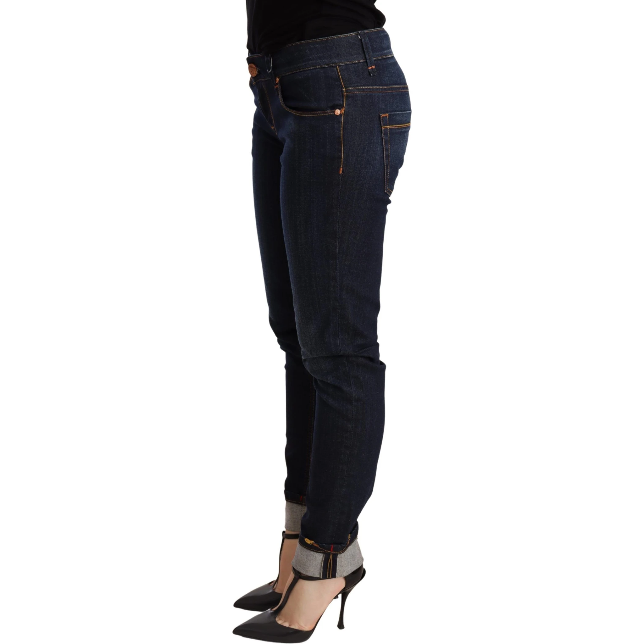 Blue Washed Low Waist Skinny Denim Trouser