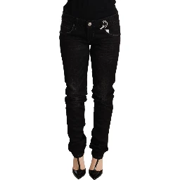 Black Low Waist Skinny Denim Cotton Trouser