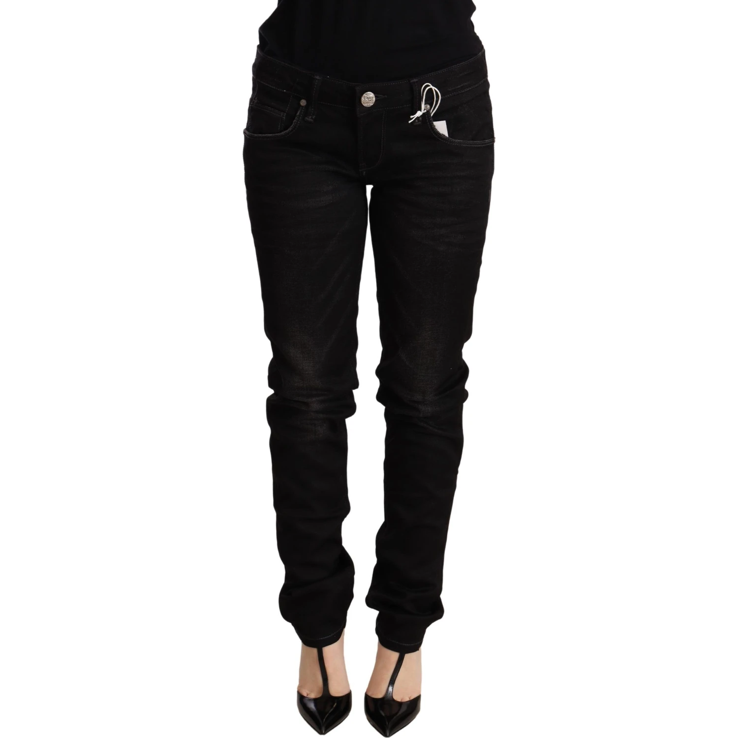 Black Low Waist Skinny Denim Cotton Trouser