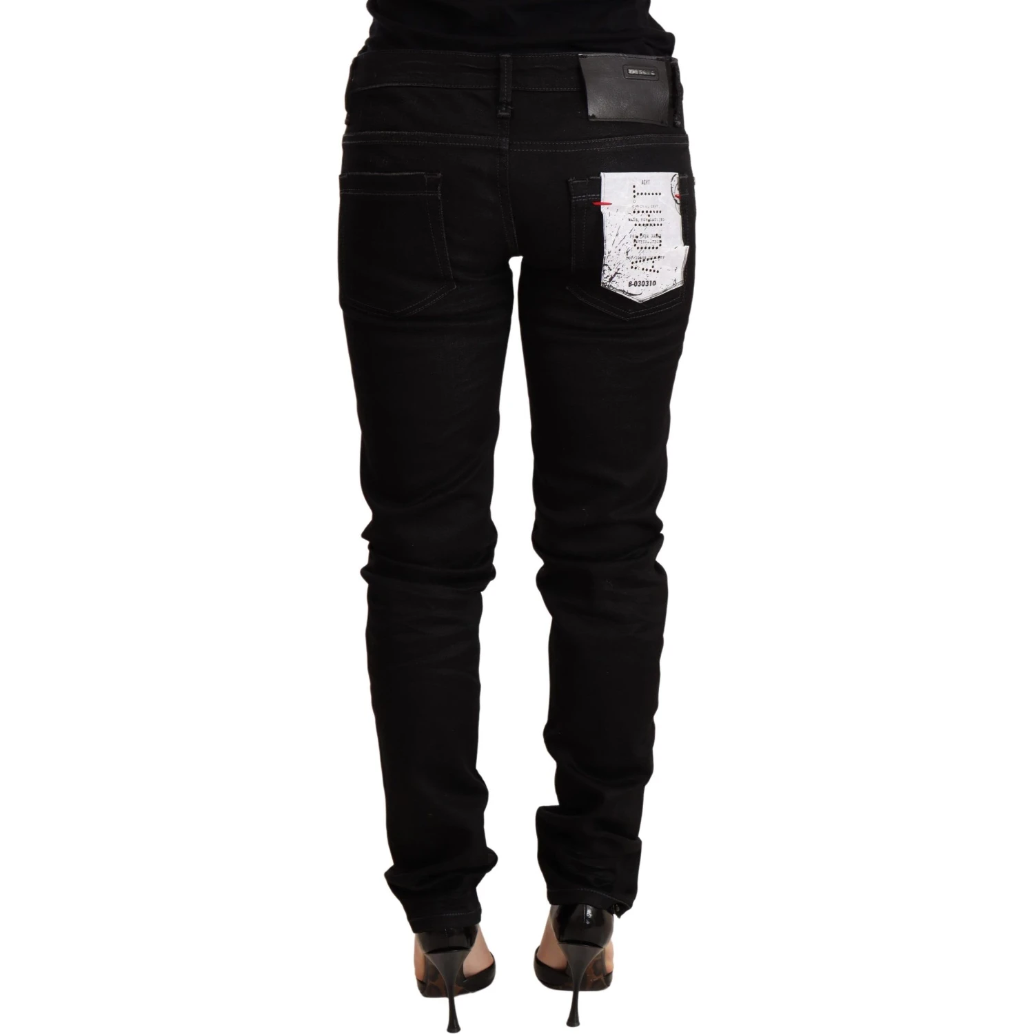 Black Low Waist Skinny Denim Cotton Trouser