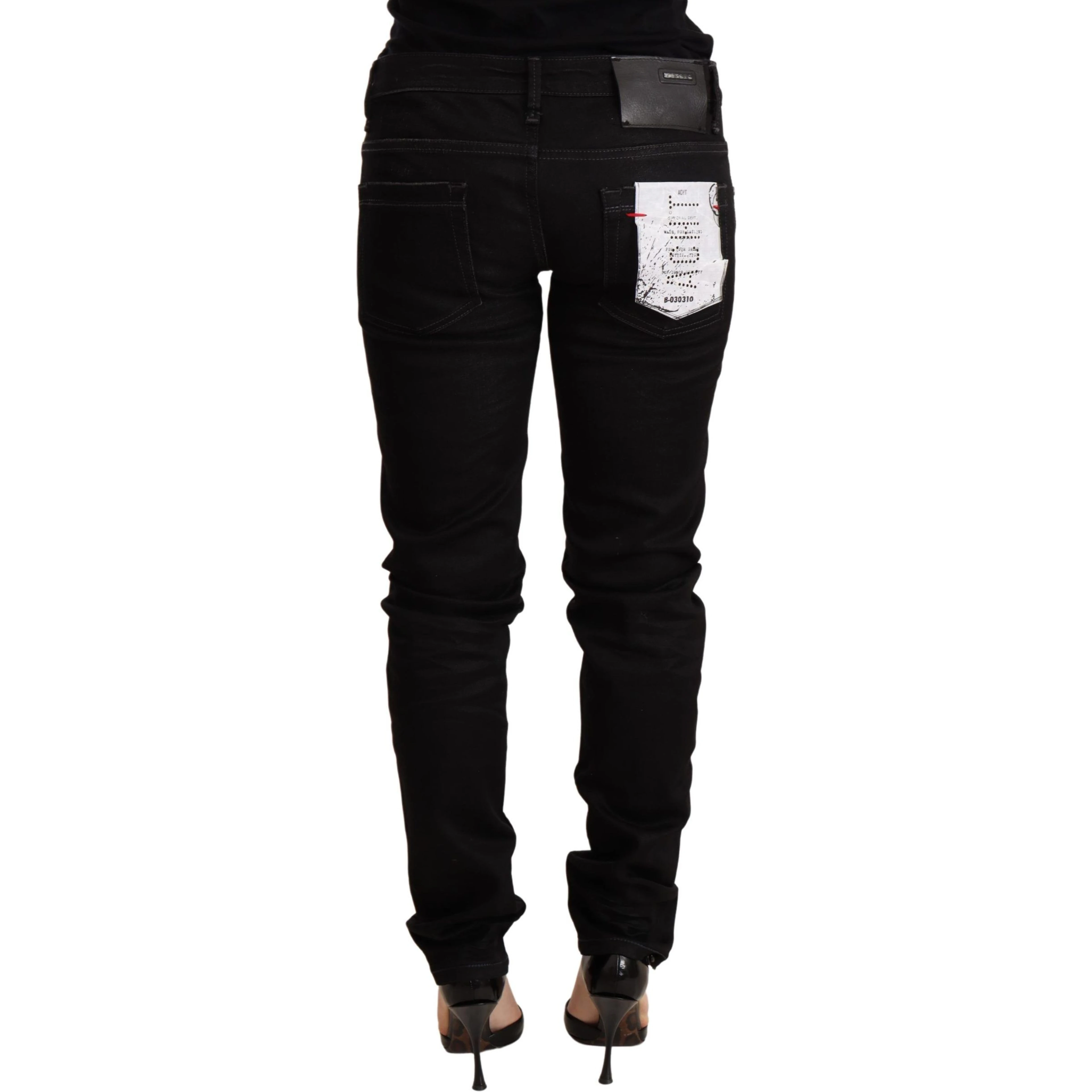 Black Low Waist Skinny Denim Cotton Trouser