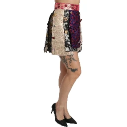 Multicolor Floral Jacquard Crystal Skirt
