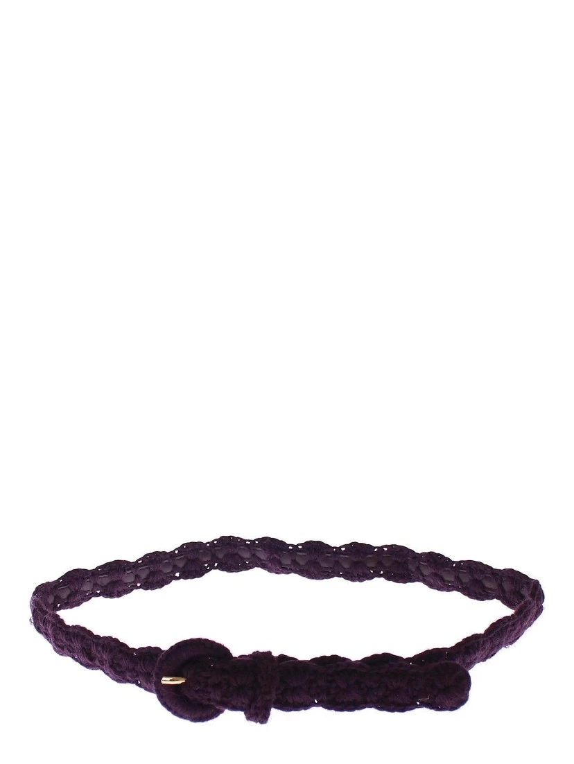 Purple Cotton Gold Logo Waist Belt