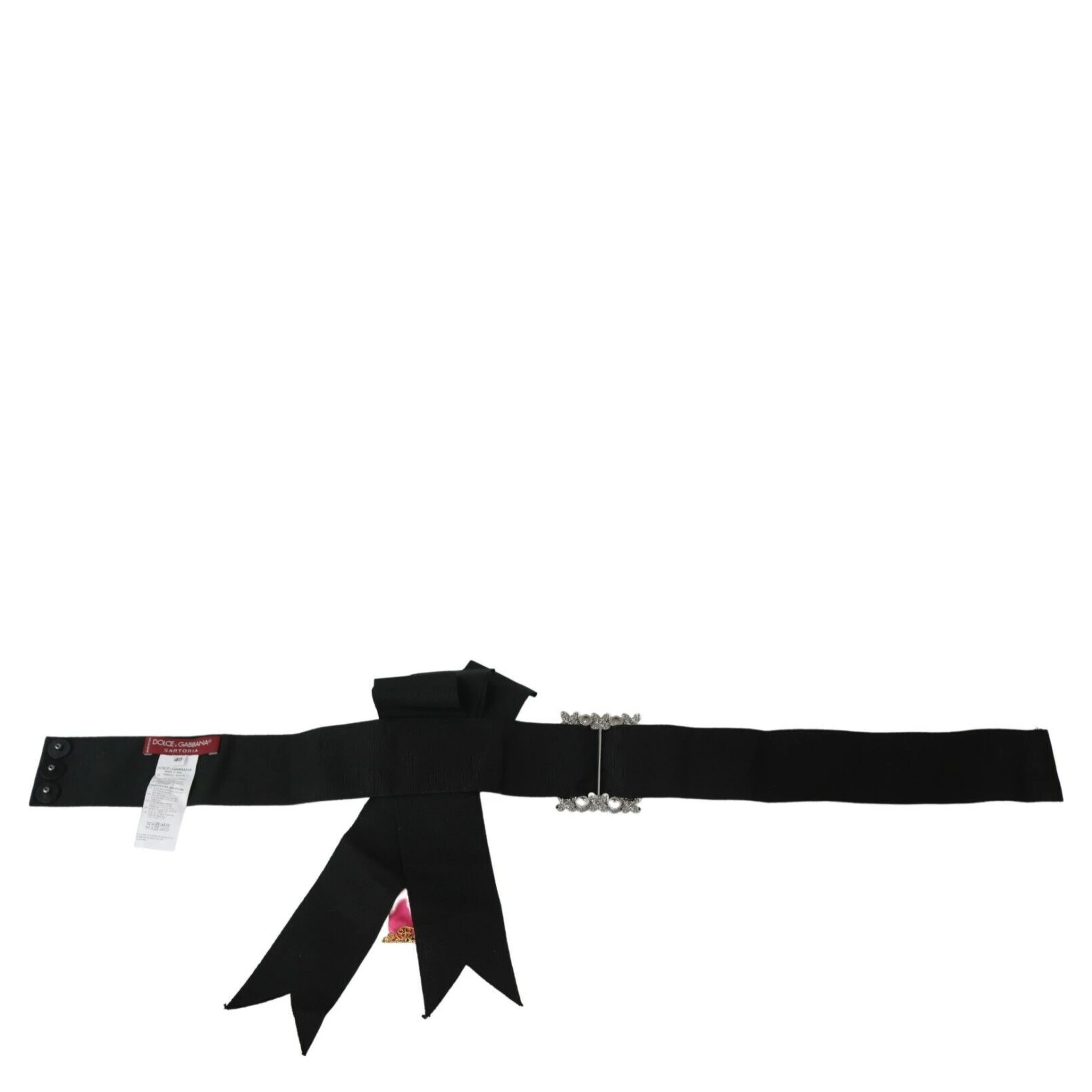 Black Pink Flower Brooch Crystals Cotton Belt