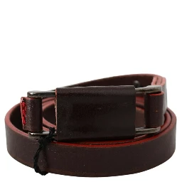 Brown Leather Double Rustic Silver Buckle Belt