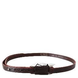 Brown Leather Double Rustic Silver Buckle Belt