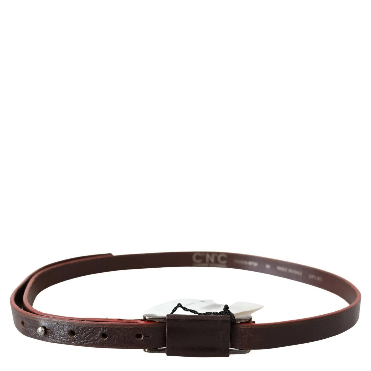 Brown Leather Double Rustic Silver Buckle Belt