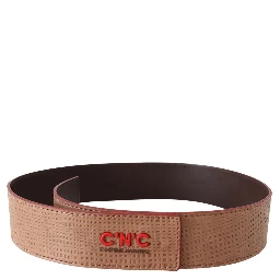 White Leather Logo Fashion Waist Belt