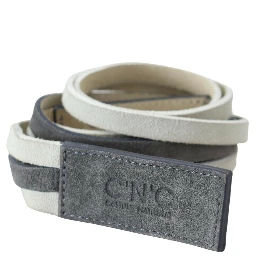 White Velvet Square Logo Design Waist Belt
