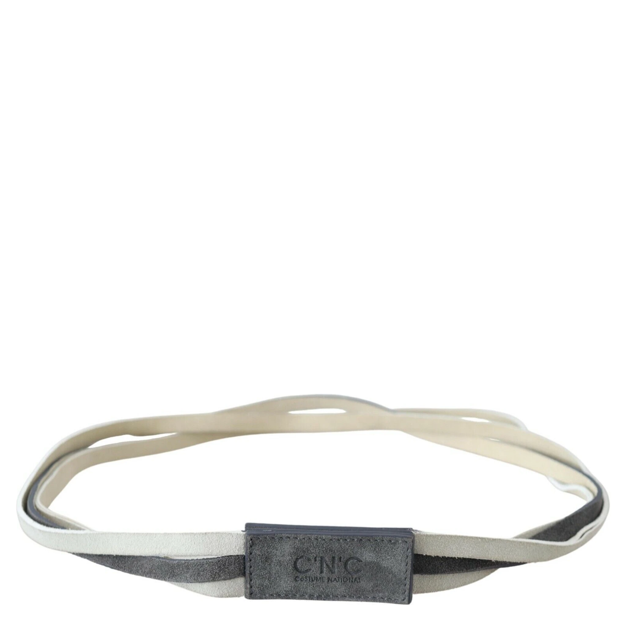 White Velvet Square Logo Design Waist Belt