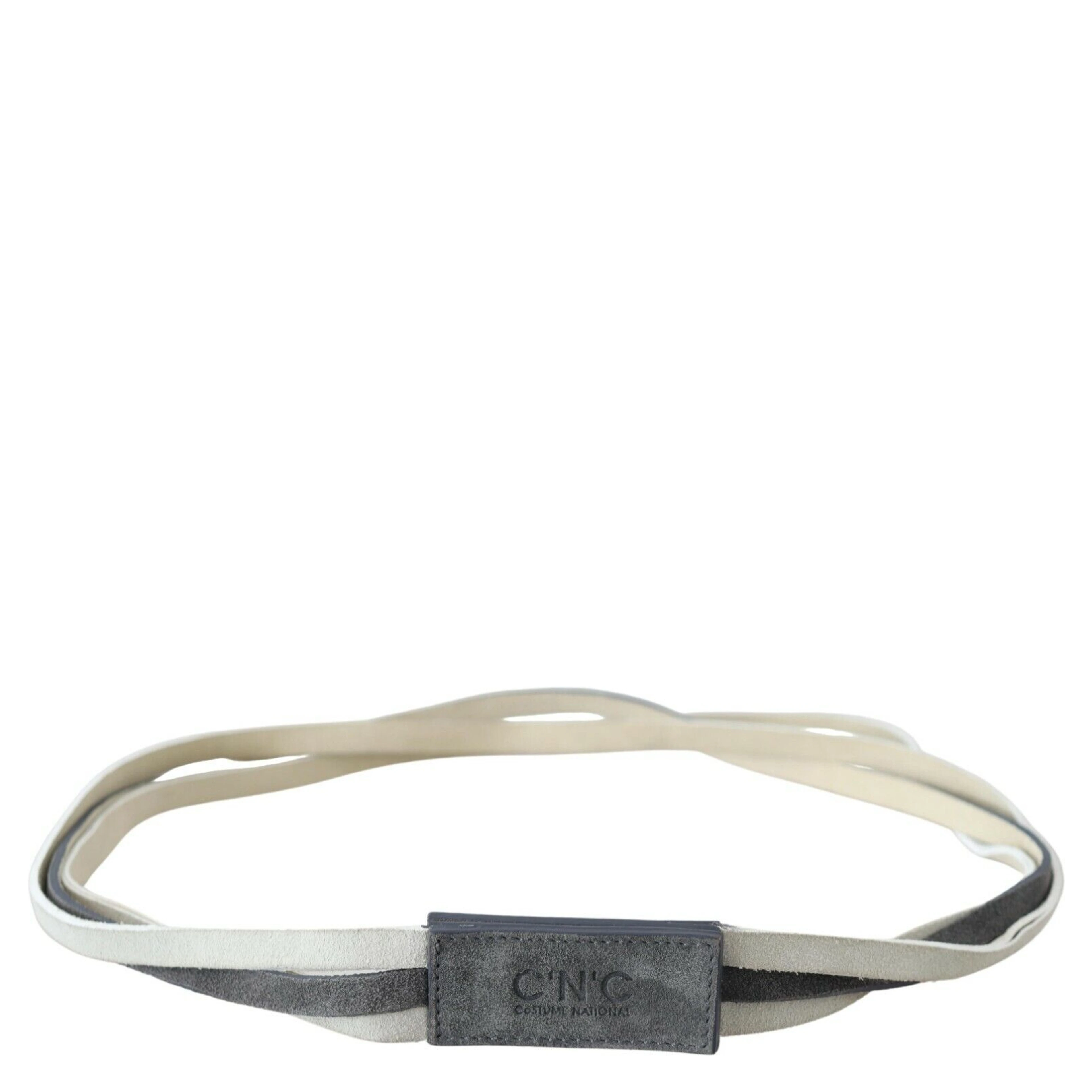 White Velvet Square Logo Design Waist Belt