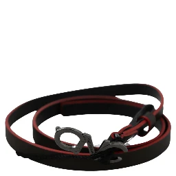 Black Maroon Skinny Leather Buckle Waist Belt