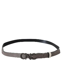 White Black Leather Letter Logo Buckle Belt