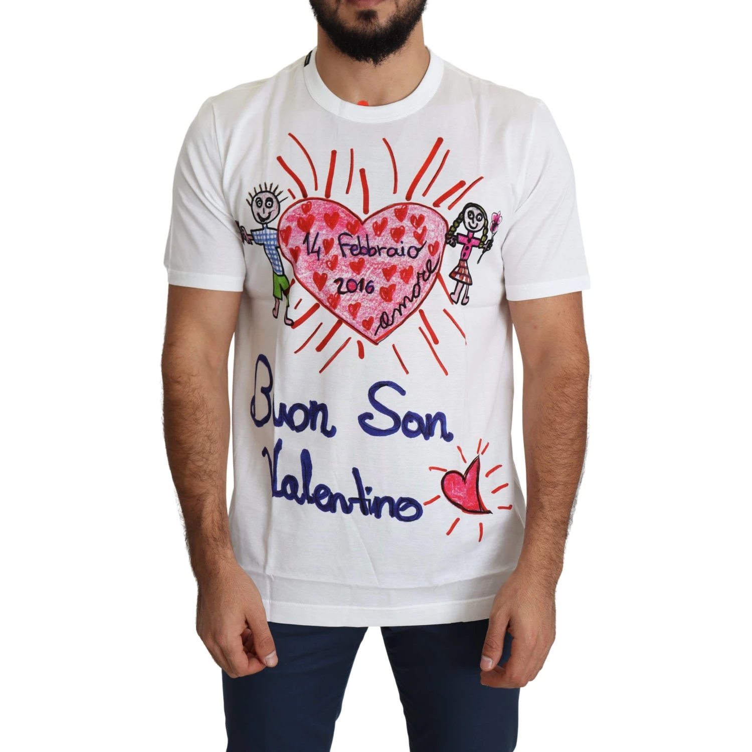 White Saint Valentine Hearts Print Men T-shirt