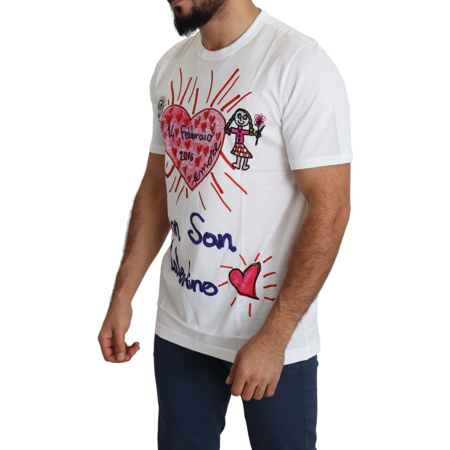 White Saint Valentine Hearts Print Men T-shirt