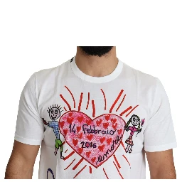 White Saint Valentine Hearts Print Men  T-shirt
