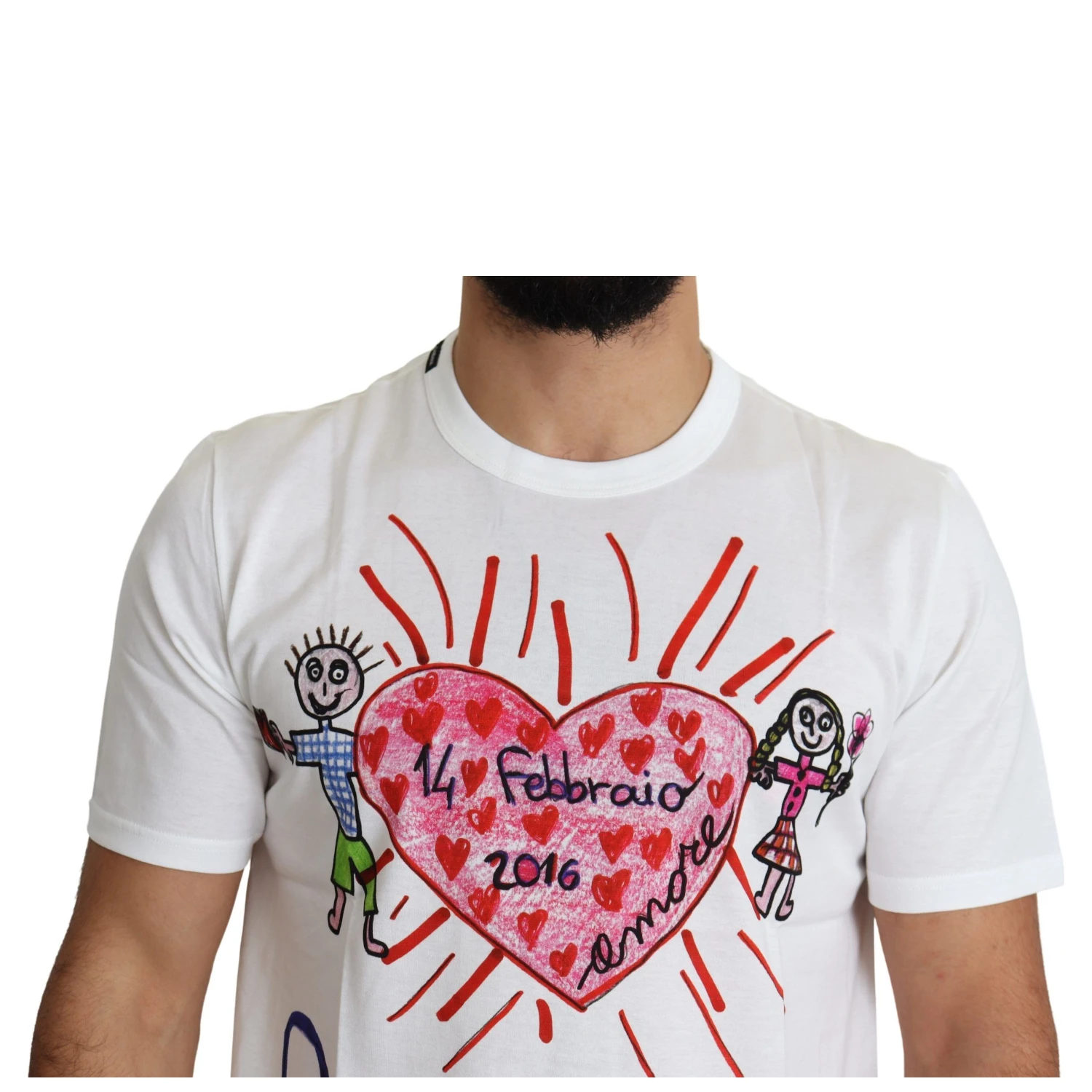 White Saint Valentine Hearts Print Men T-shirt