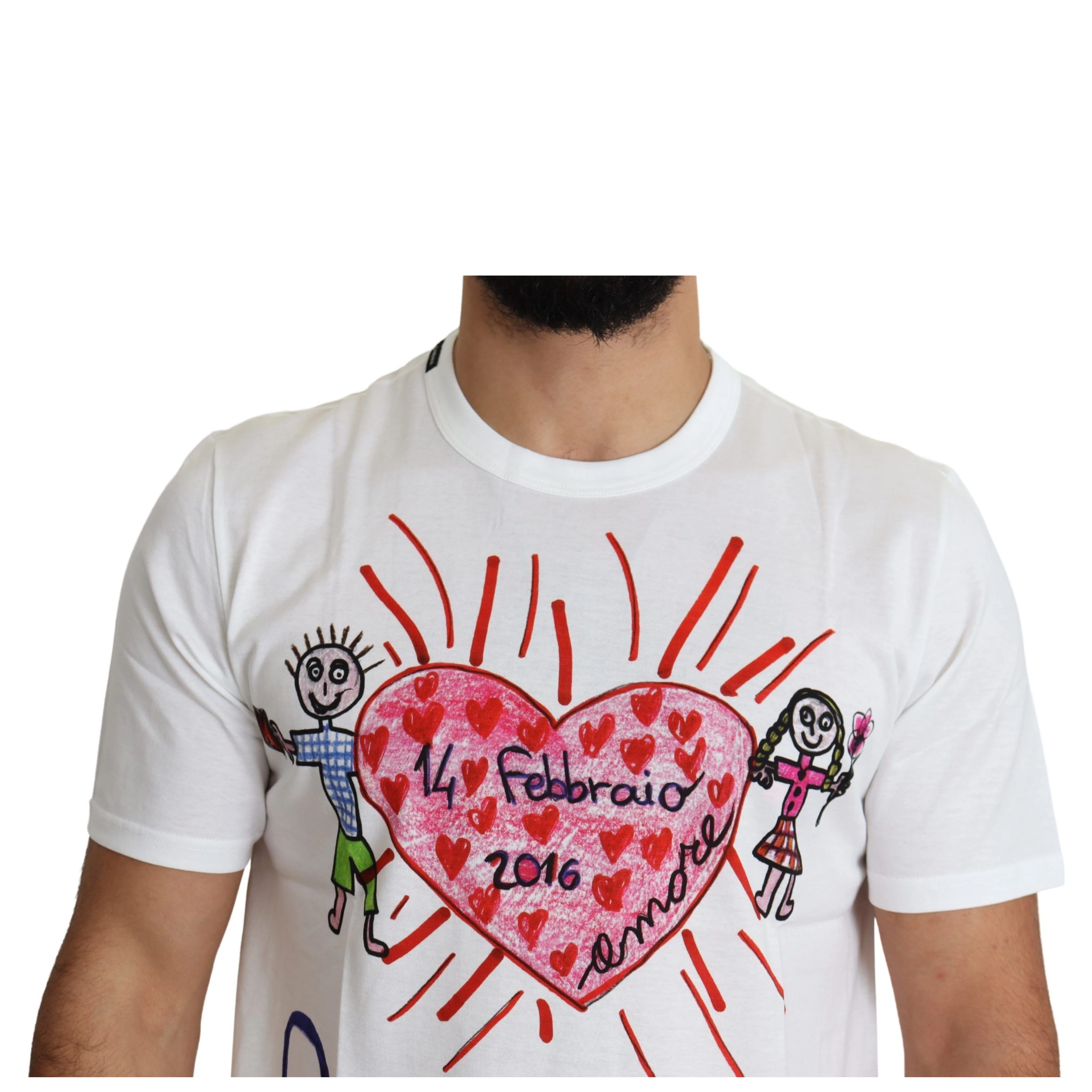 White Saint Valentine Hearts Print Men  T-shirt