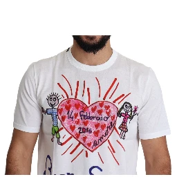 White Saint Valentine Hearts Print Men  T-shirt