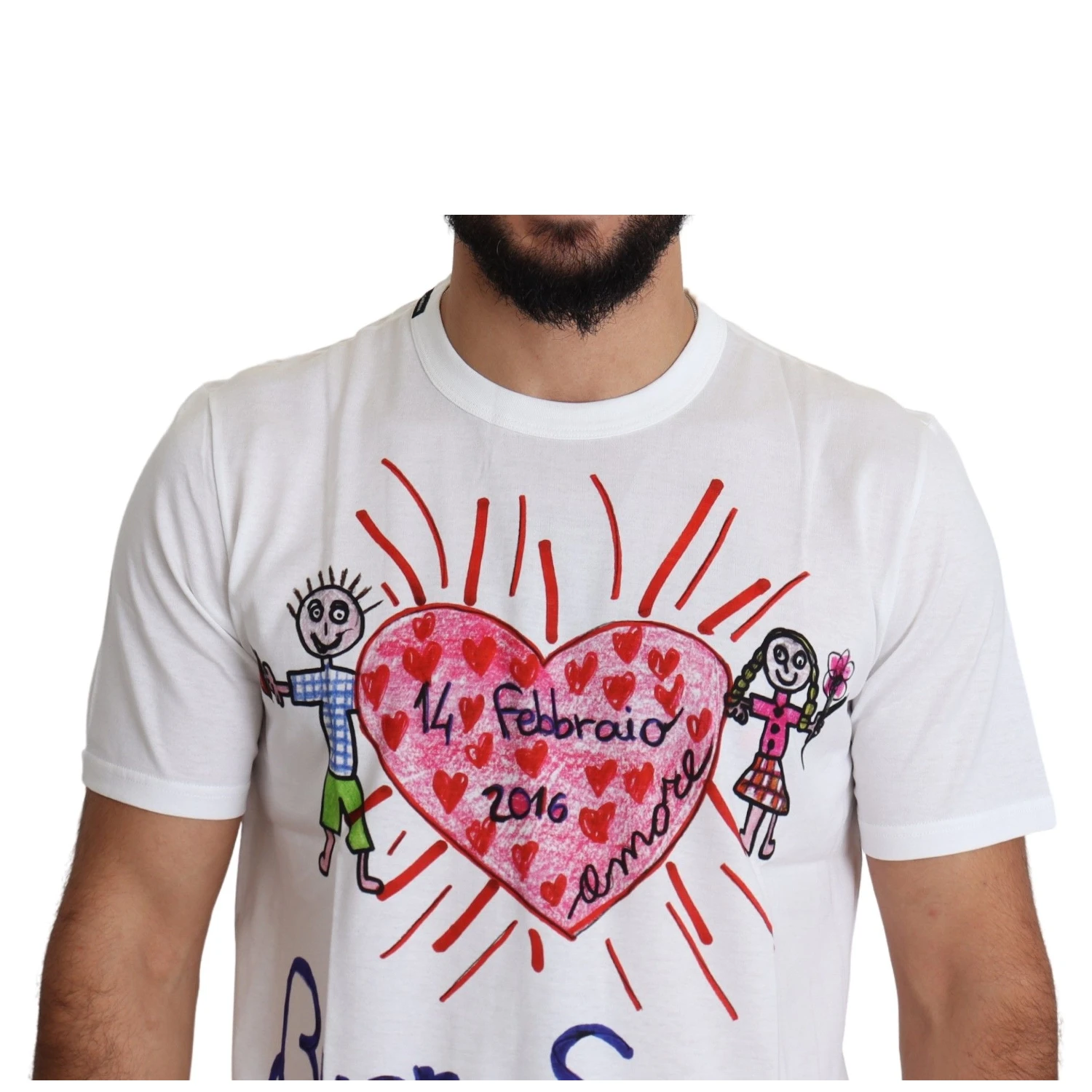 White Saint Valentine Hearts Print Men T-shirt