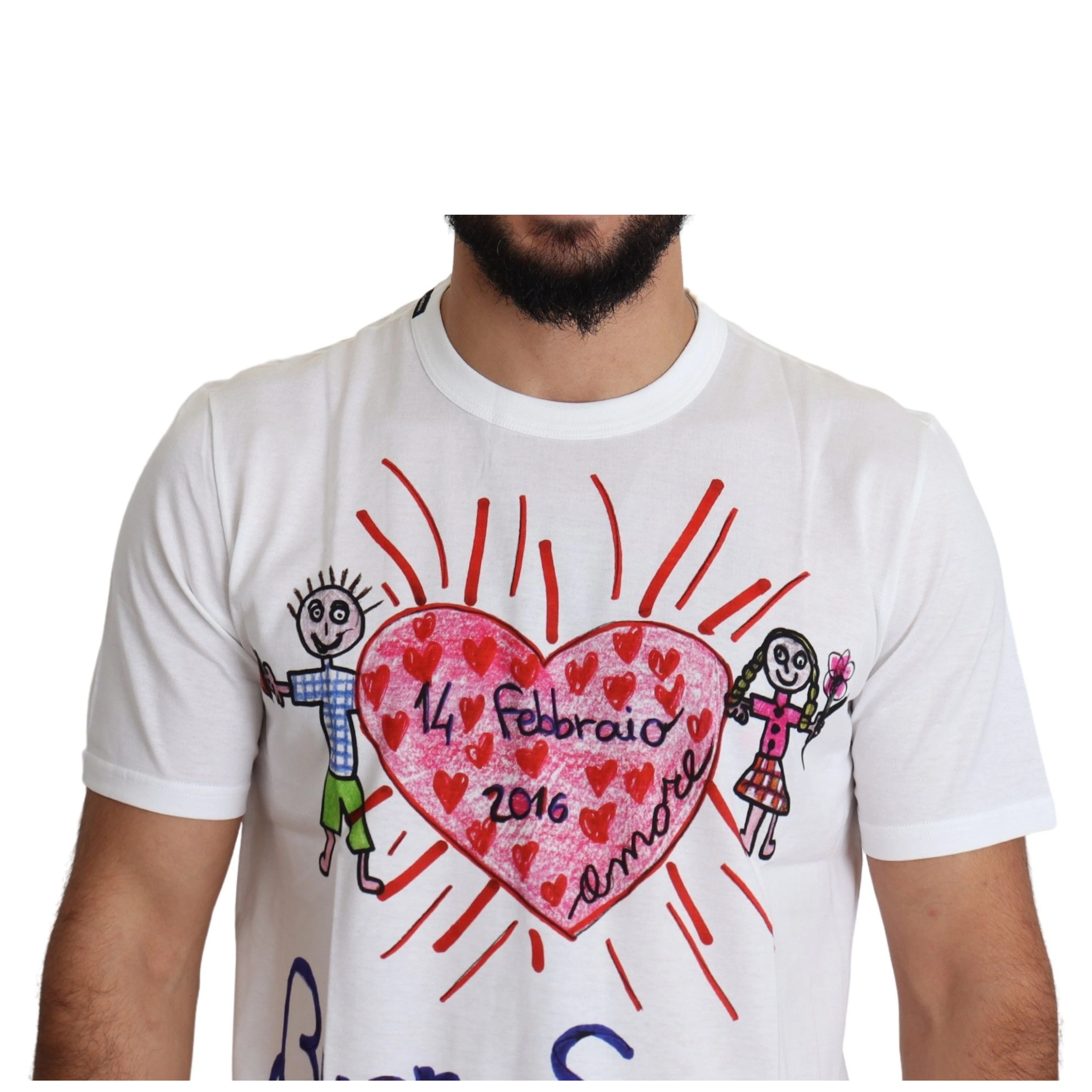 White Saint Valentine Hearts Print Men  T-shirt