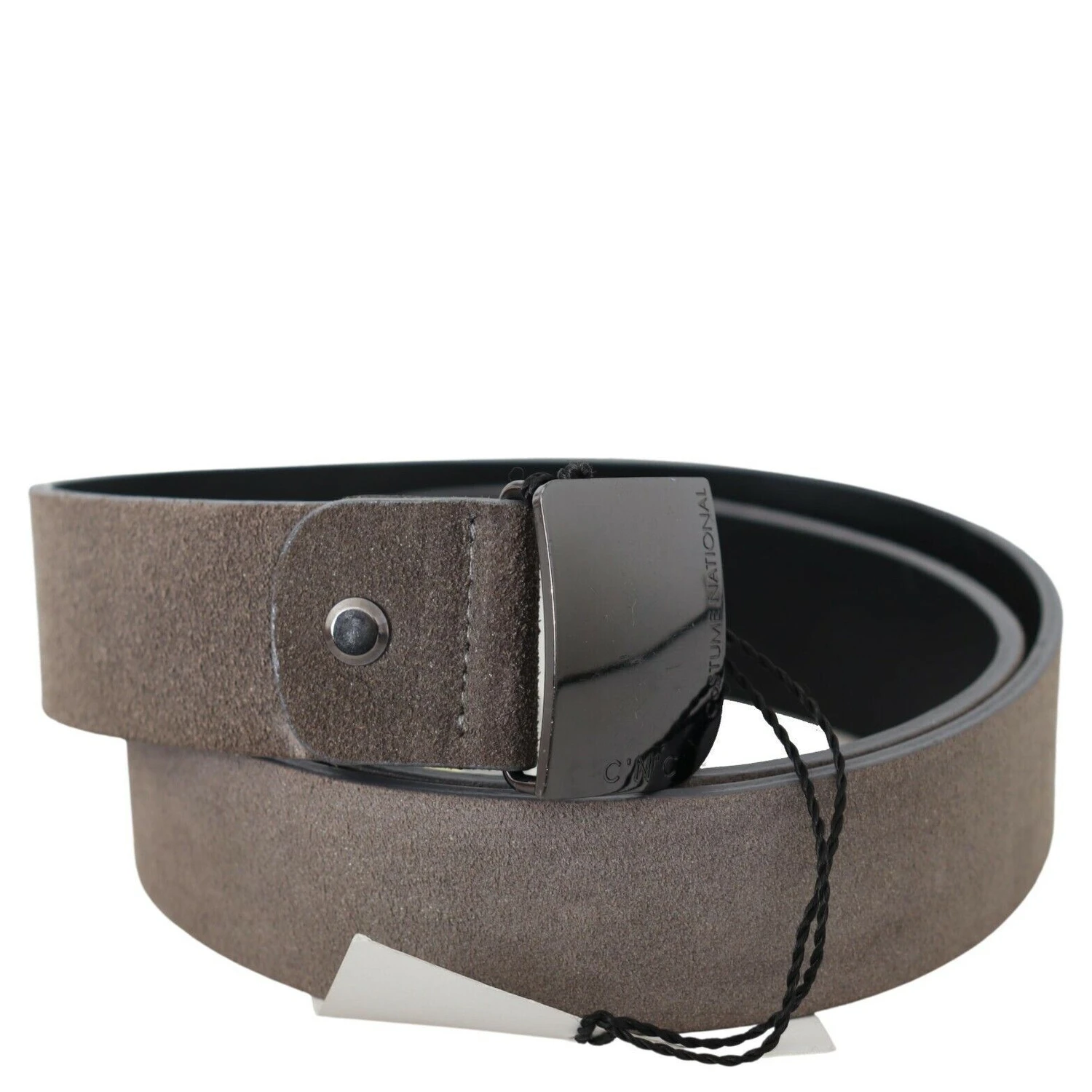 Brown Leather Square Logo Buckle Belt