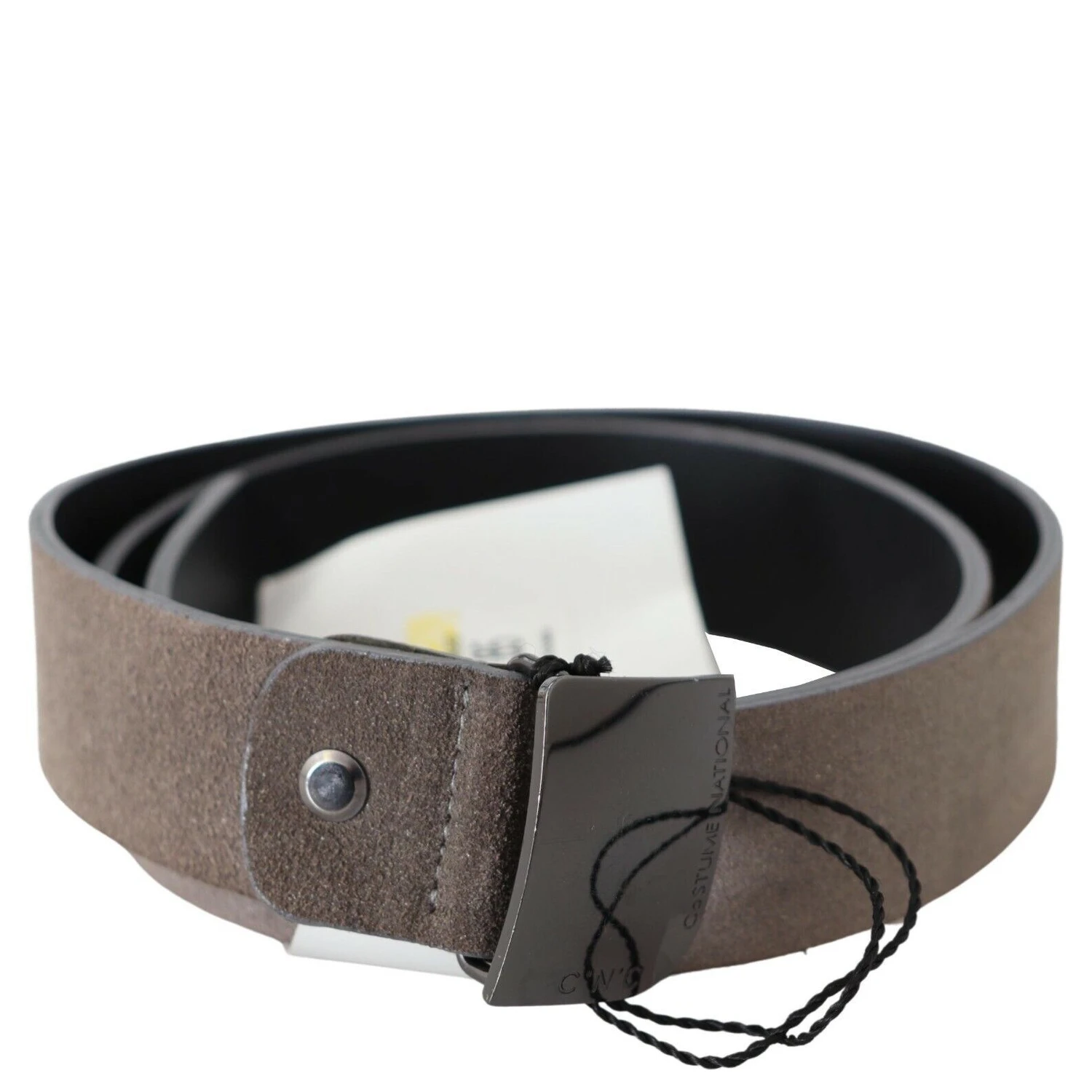 Brown Leather Square Logo Buckle Belt
