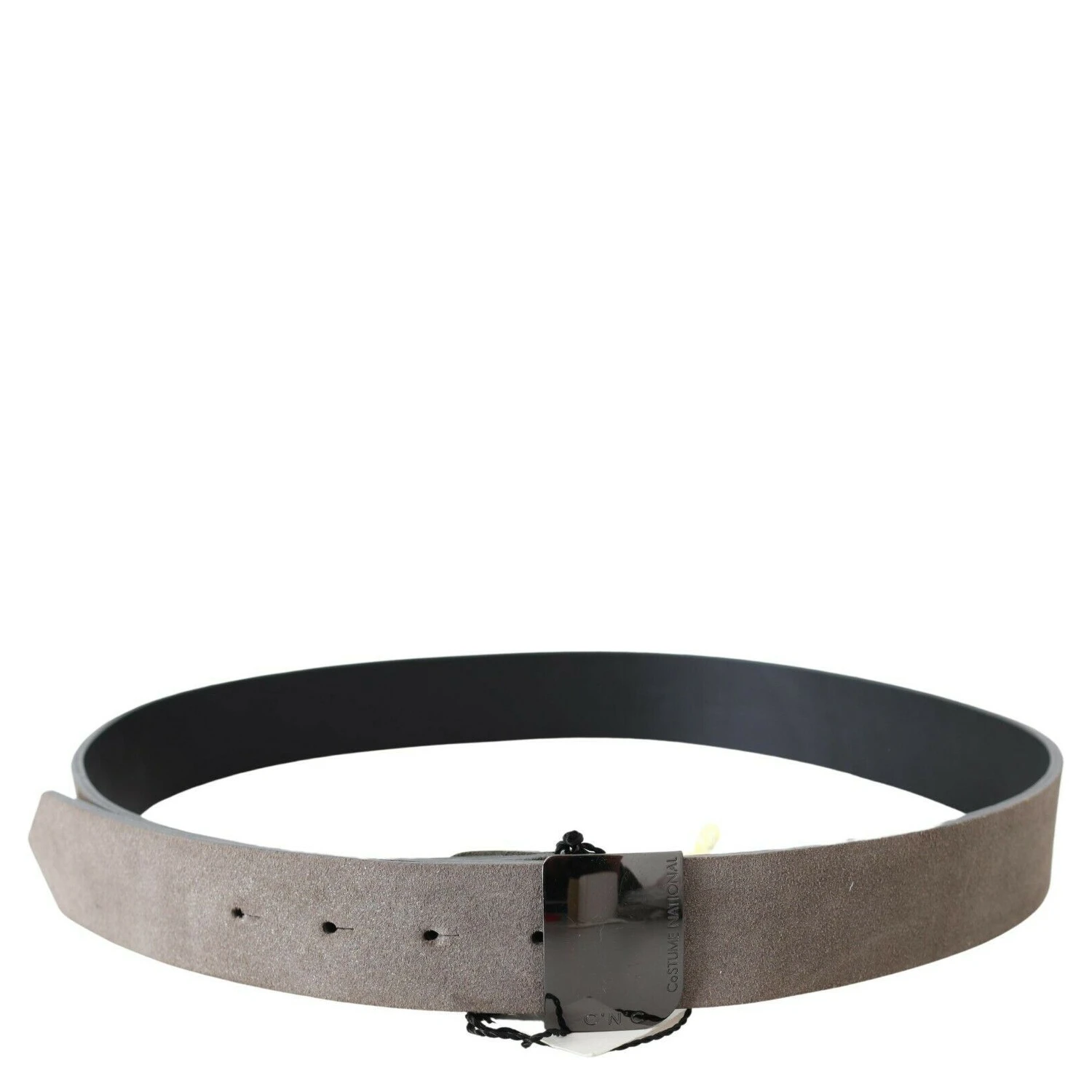 Brown Leather Square Logo Buckle Belt
