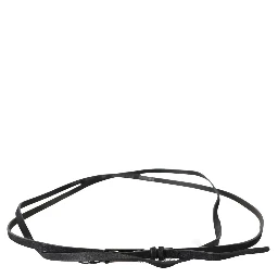 Black Leather Skinny Logo Buckle Belt