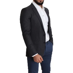 Black Wool Single Breasted Coat MARTINI Blazer