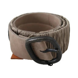 Brown Solid Leather Waist Metal Buckle Belt