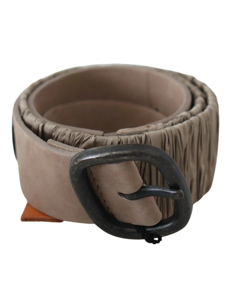 Brown Solid Leather Waist Metal Buckle Belt