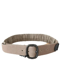 Brown Solid Leather Waist Metal Buckle Belt