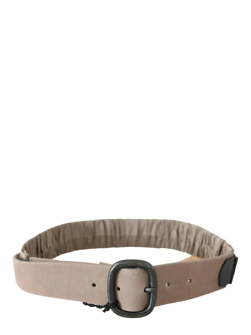Brown Solid Leather Waist Metal Buckle Belt